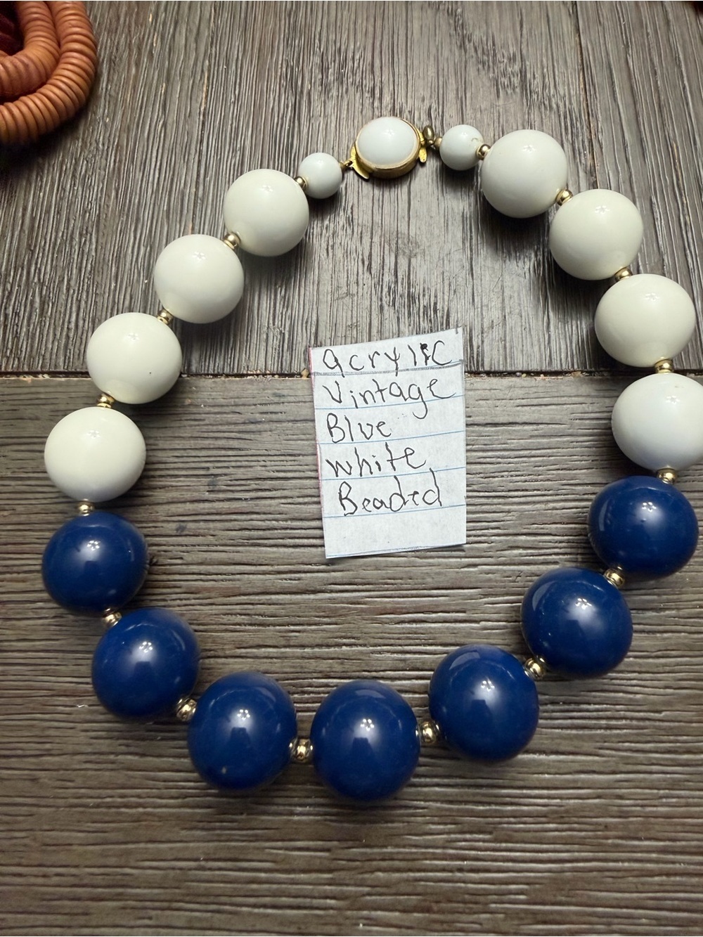 Vintage Blue and White Beaded Necklace
